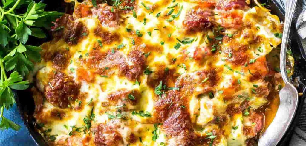 Keto Cheesy Cabbage Sausage Skillet