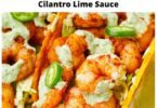 Cheese Shell Keto Shrimp Tacos with Cilantro Lime Sauce