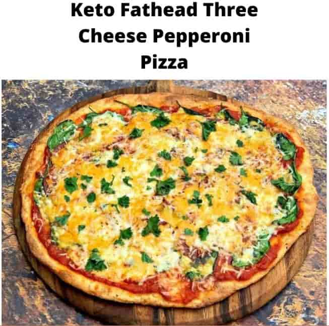 Keto Fathead Three Cheese Pepperoni Pizza
