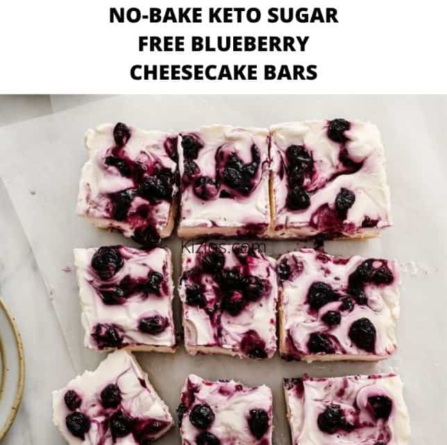 No Bake Keto Sugar Free Blueberry Cheesecake Bars