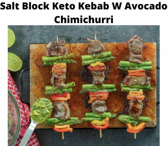 Salt Block Keto Kebad With Avocado Chimichuri