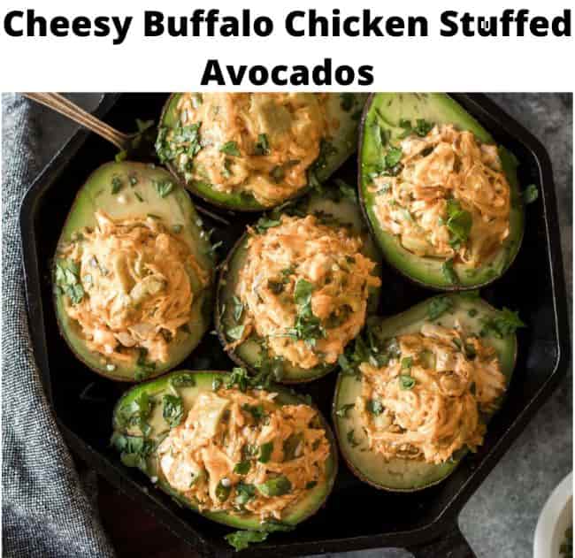 Cheesy Buffalo Chicken Stuffed Avocados