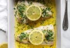 Keto Halibut with Lemon Butter Sauce