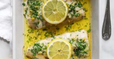 Keto Halibut with Lemon Butter Sauce