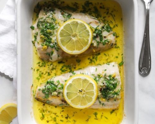 Keto Halibut with Lemon Butter Sauce